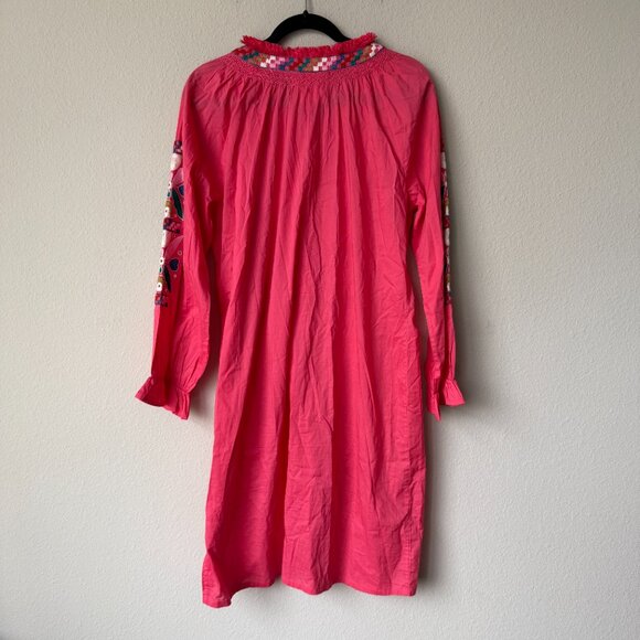 Figue Lou Lou Floral Embroidered Tassel Floral Dress Ibiza Pink Size L - Picture 3 of 5